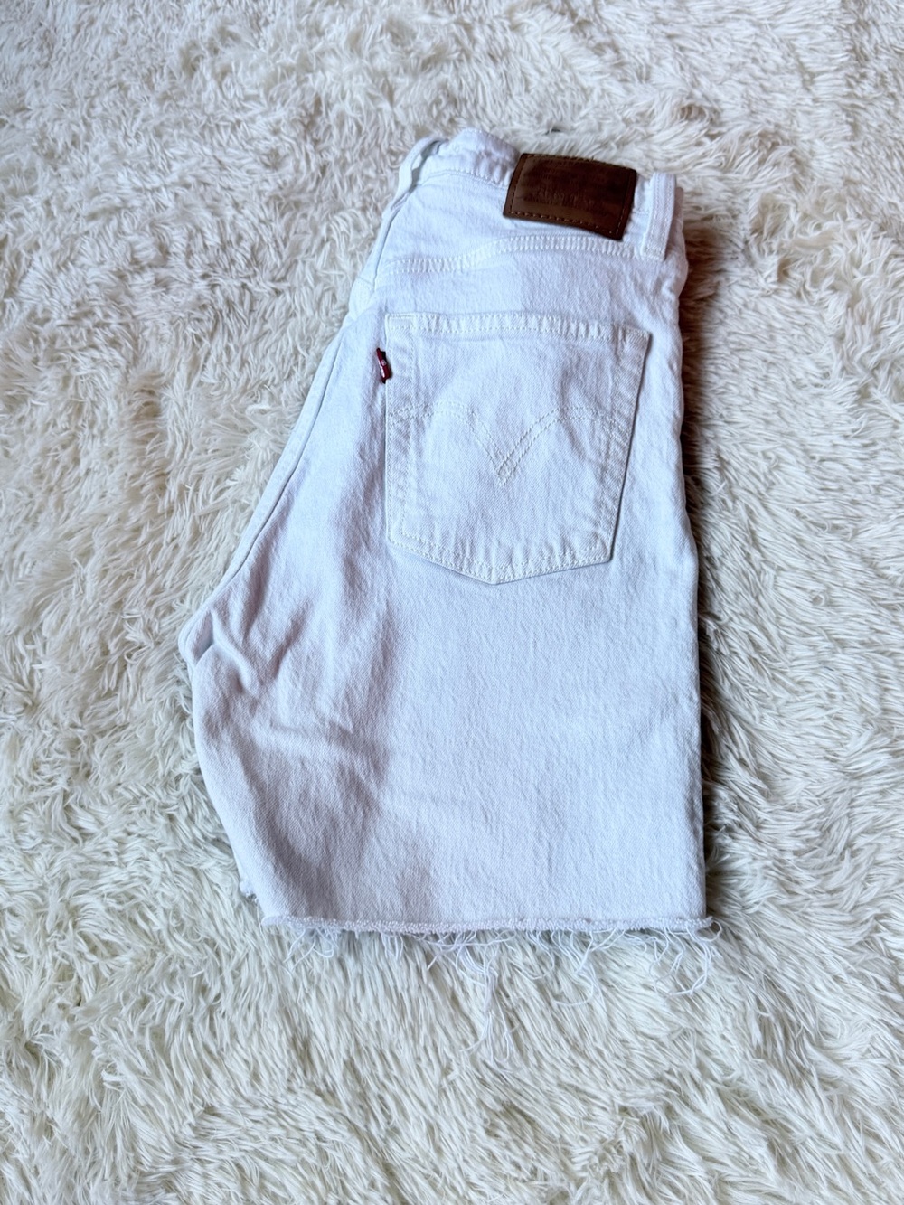 Levi's White Denim High-Rise Cutoff Shorts